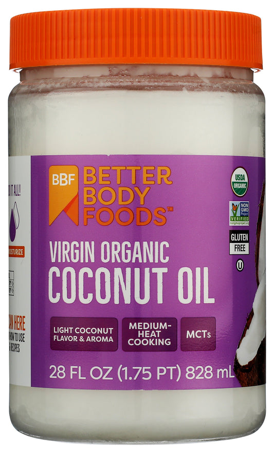 Better Body Foods coconut oil jar on white background