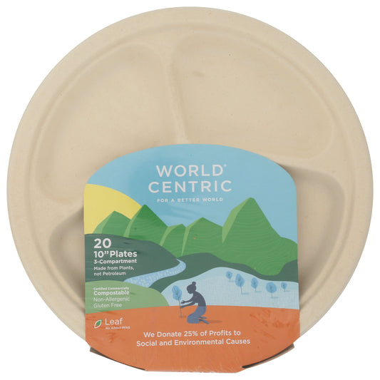 World Centric 3-compartment fiber plates on white background