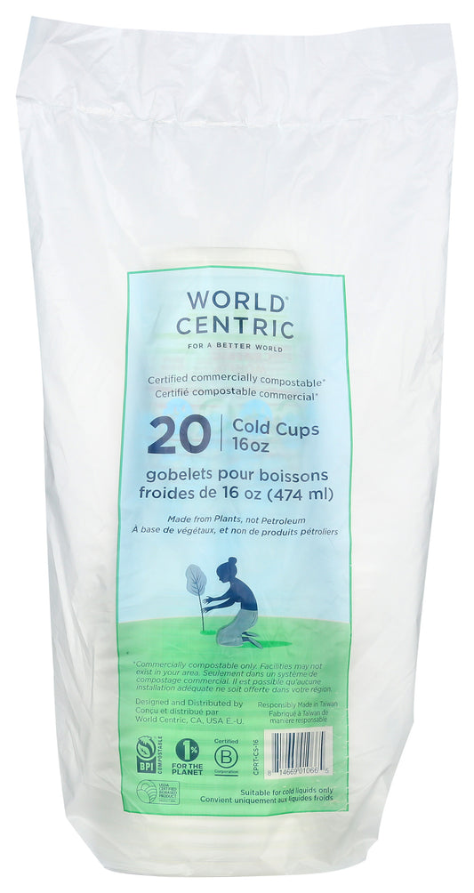World Centric compostable cold cups on white background