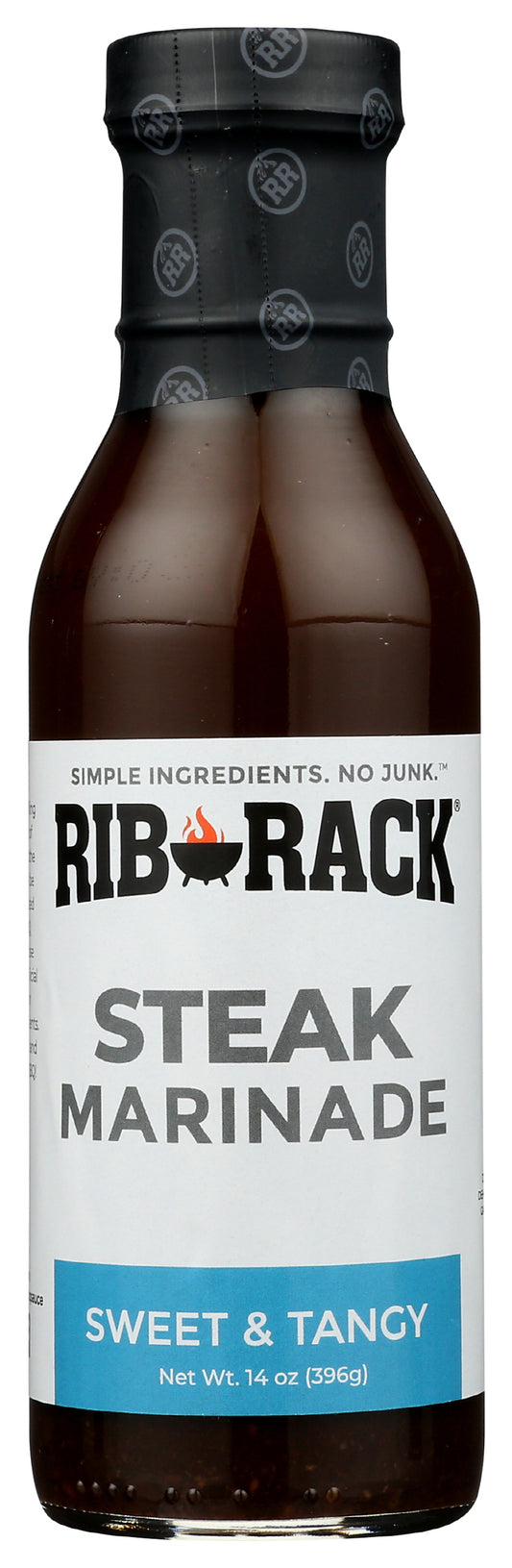 Rib Rack Steak Marinade bottle on white background