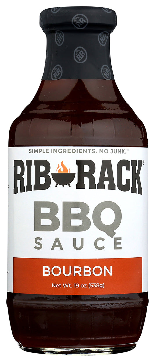 Rib Rack Southern Bourbon BBQ Sauce on white background