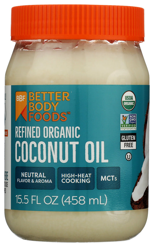 Better Body Foods Organic Coconut Oil on white background