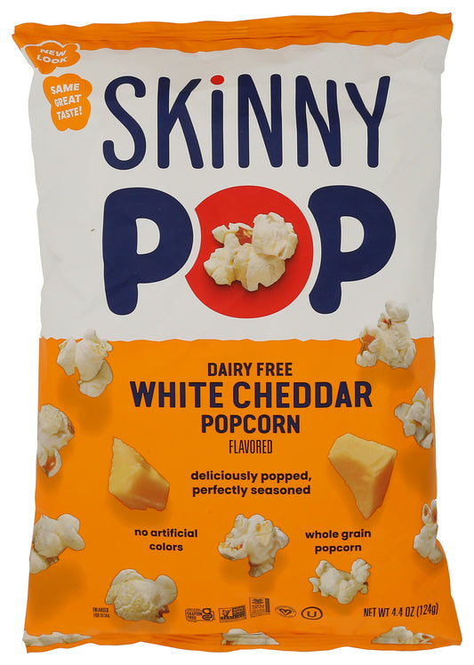 Skinny Pop popcorn on white background