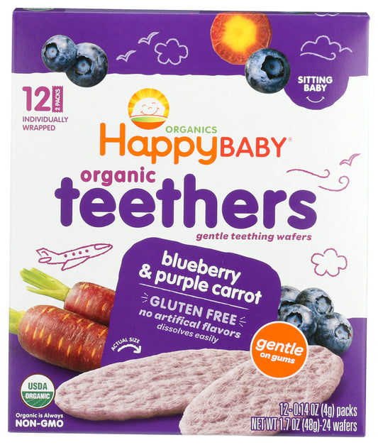 Happy Baby Organic Blueberry & Purple Carrot Teethers on white background