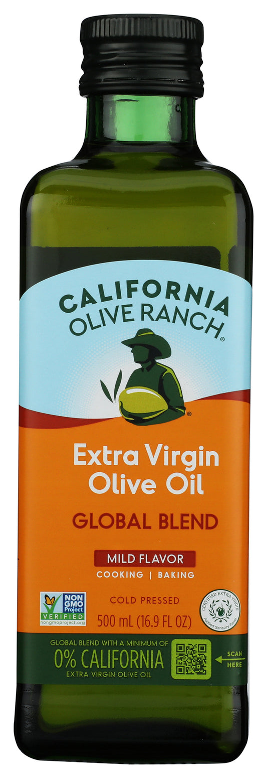 California Olive Ranch extra virgin olive oil on white background