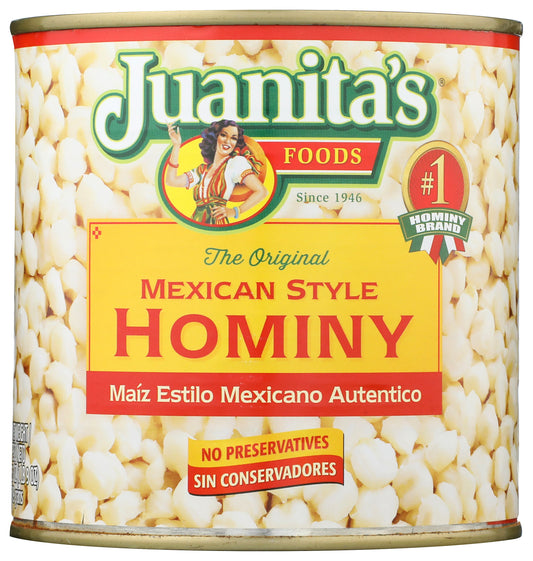 Juanita'S Foods Mexican Style Hominy on white background
