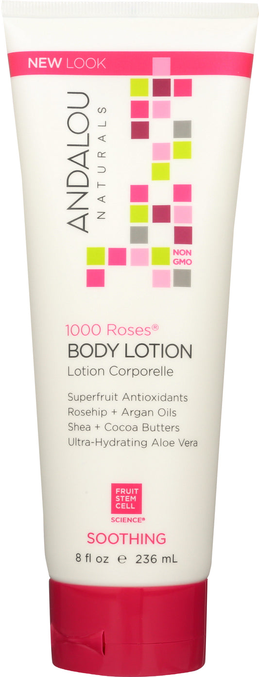 Andalou Naturals 1000 Roses Soothing Body Lotion on white background