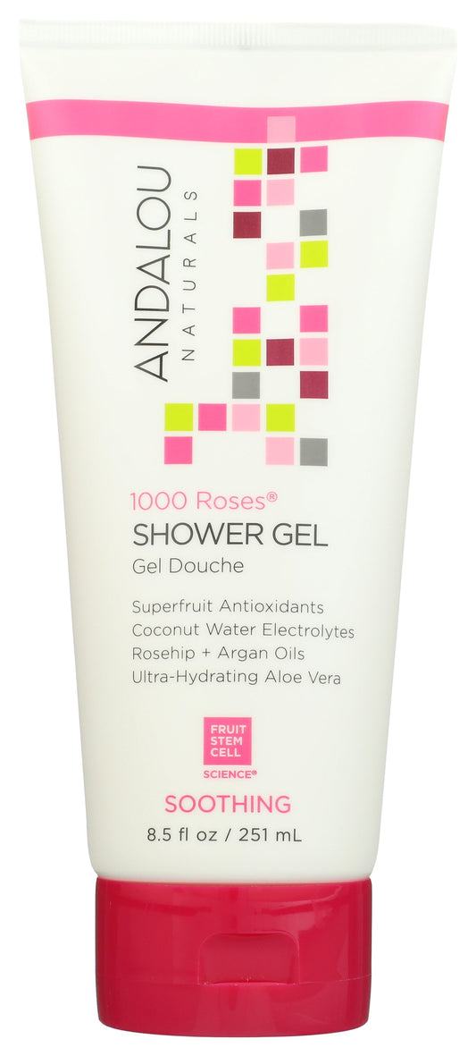 Andalou Naturals 1000 Roses Soothing Shower Gel on white background