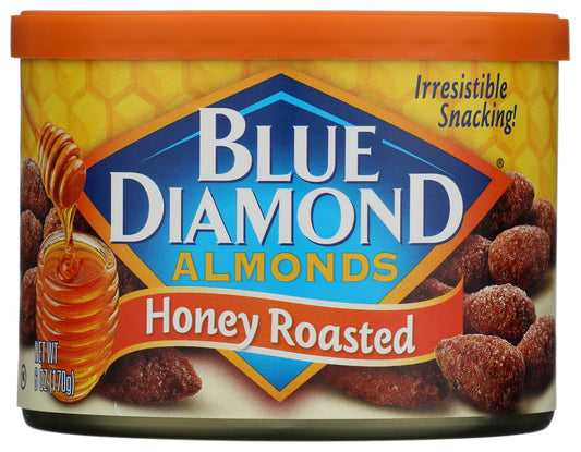 Blue Diamond Honey Roasted Almonds on white background