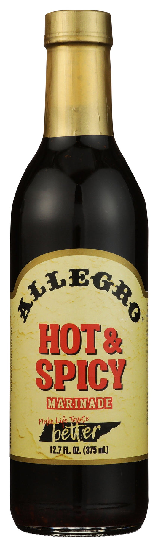 Allegro Hot & Spicy Marinade bottle on white background