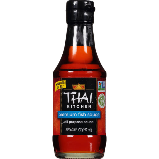 Thai Kitchen fish sauce bottle on white background