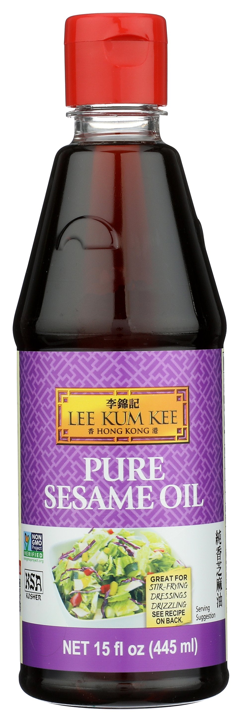 Lee Kum Kee Pure Sesame Oil on white background