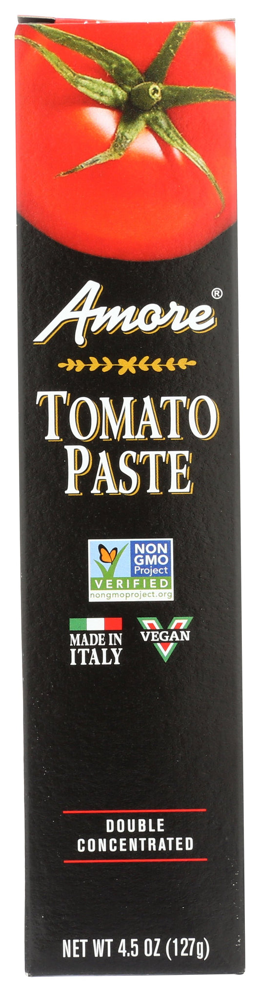 Amore tomato paste on white background