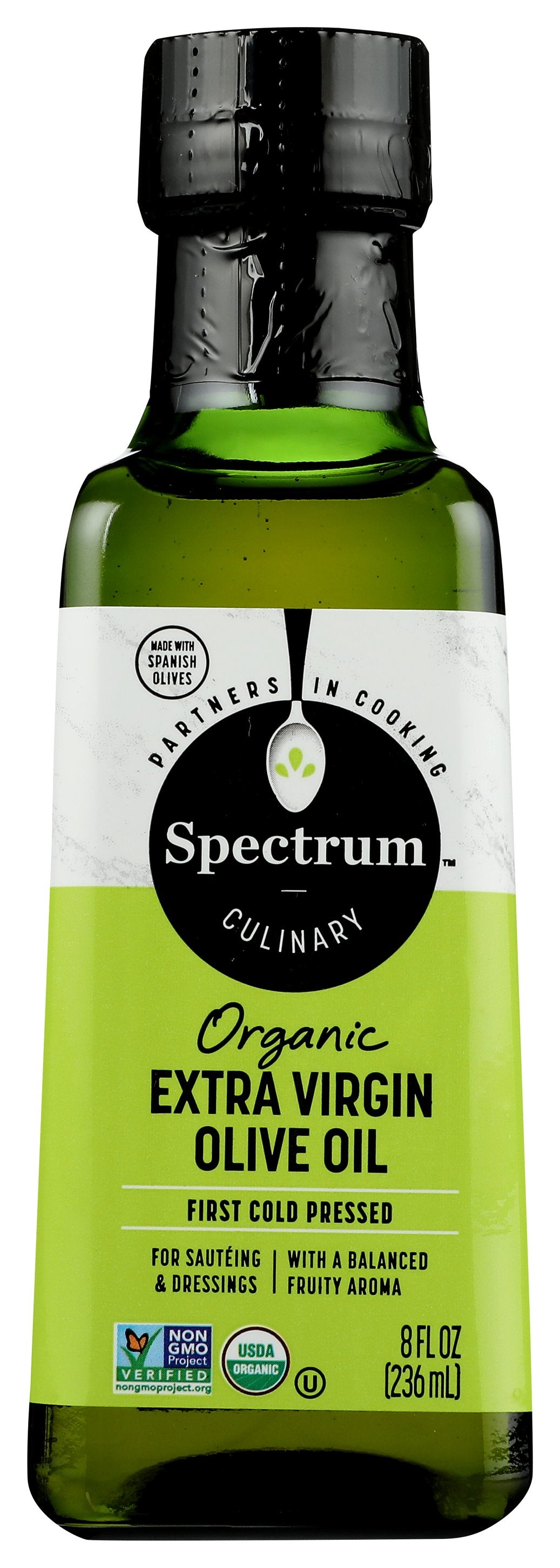 Spectrum Organic Extra Virgin Olive Oil on white background