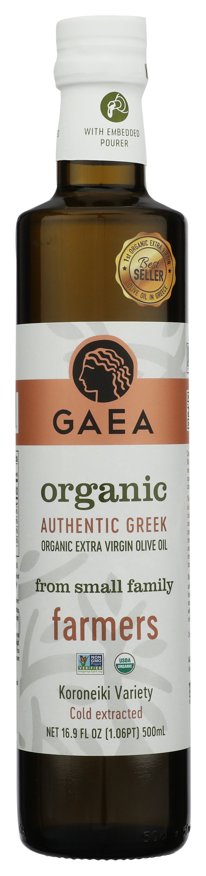 Gaea Organic Extra Virgin Olive Oil on white background