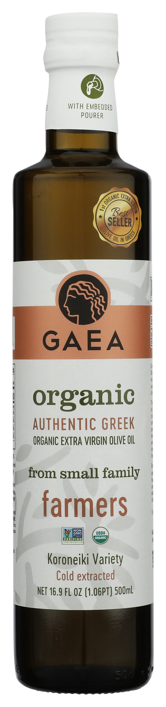 Gaea Organic Extra Virgin Olive Oil on white background