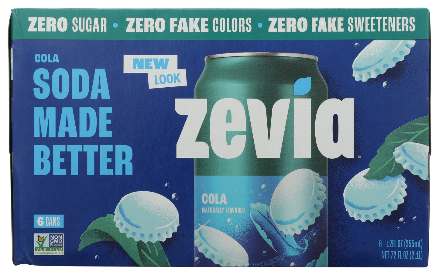 Zevia Zero Sugar Cola Soda on white background