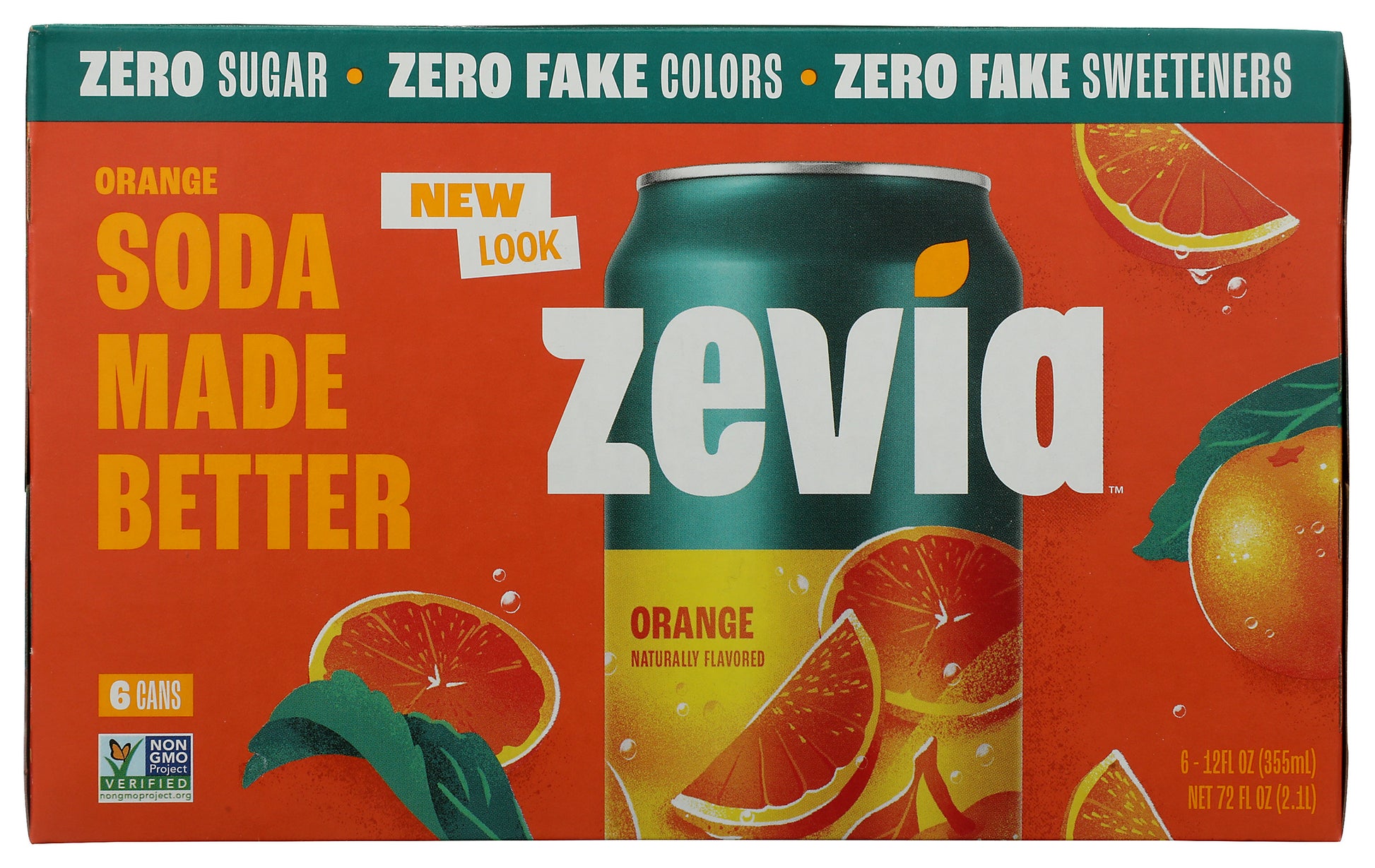 Zevia Orange Zero Sugar Soda on white background