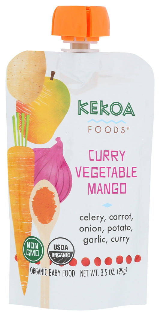Kekoa Foods curry vegetable mango baby food on white background