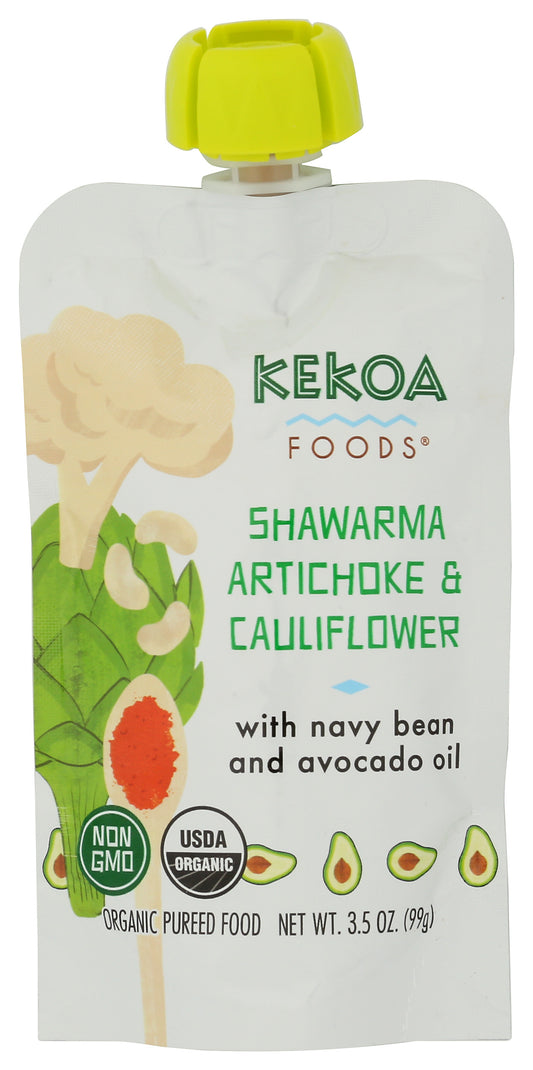 Kekoa Foods Shawarma Artichoke and Cauliflower baby food on white background