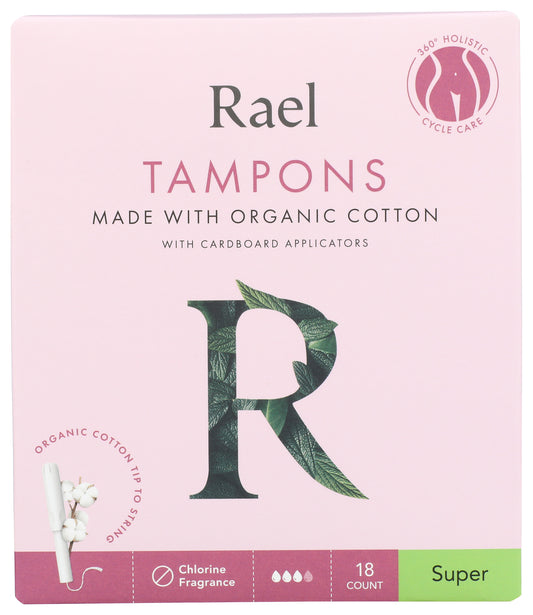 Rael Super Cotton Tampons on white background