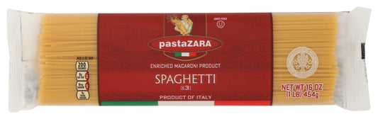 Pasta Zara spaghetti on white background