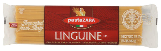 Pasta Zara linguine on white background