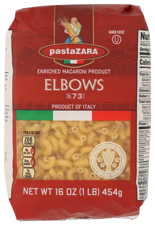 Pasta Zara pasta elbows on white background