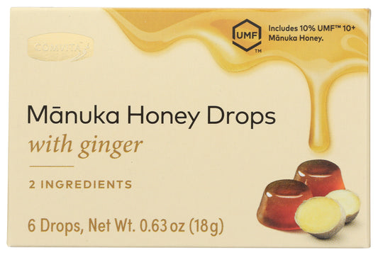 Comvita Manuka Honey Ginger Drops on white background