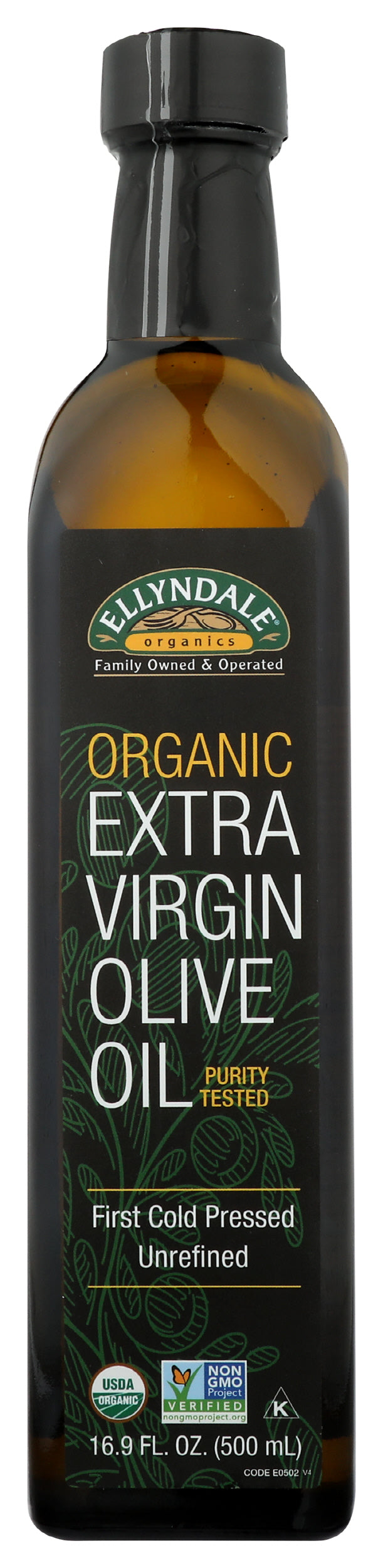 Ellyndale Naturals Organic Extra Virgin Olive Oil on white background