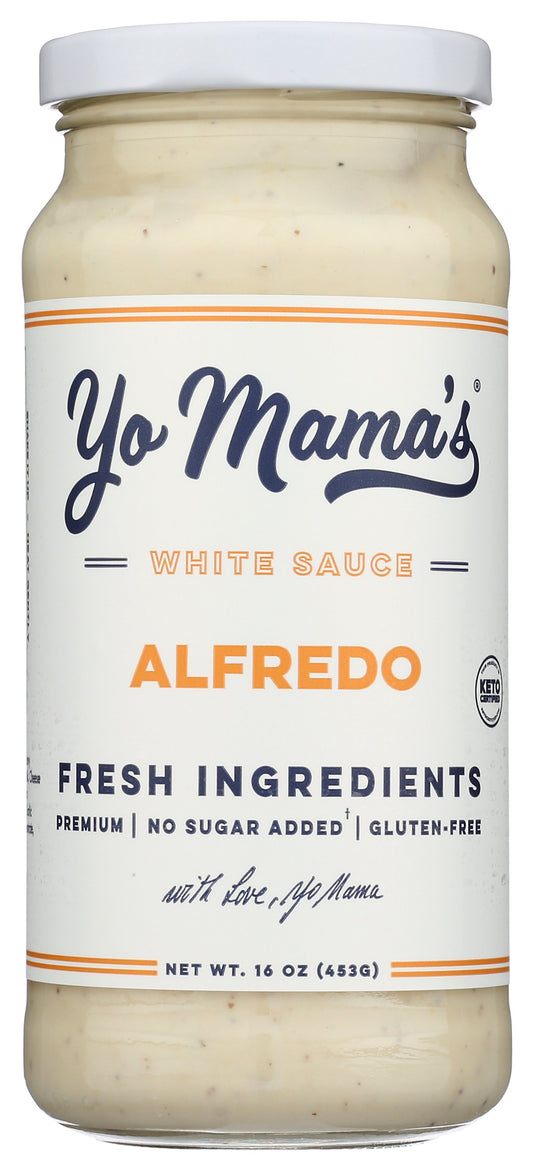 Yo Mama'S Foods Alfredo White Sauce on white background
