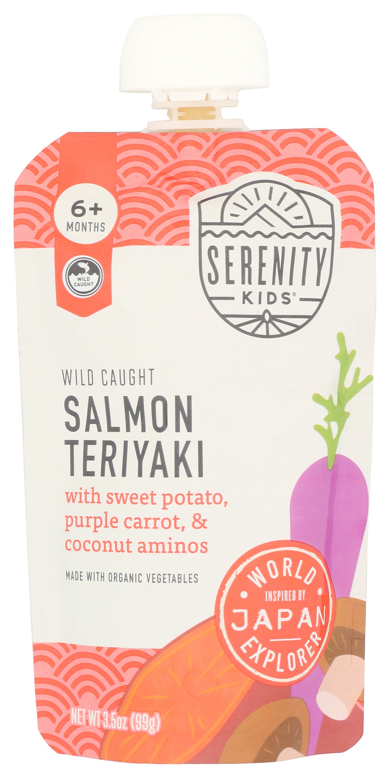Serenity Kids Salmon Teriyaki baby food on white background