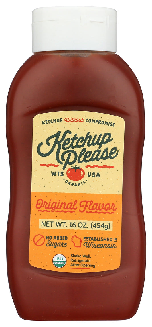 Ketchup Please Original Flavor Ketchup bottle on white background