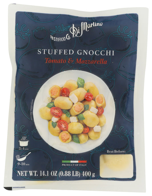 Di Martino gnocchi filled with tomato and mozzarella on white background