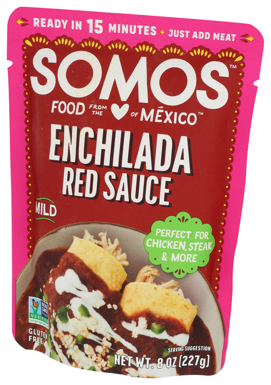 Somos Red Enchilada Sauce pouch on white background