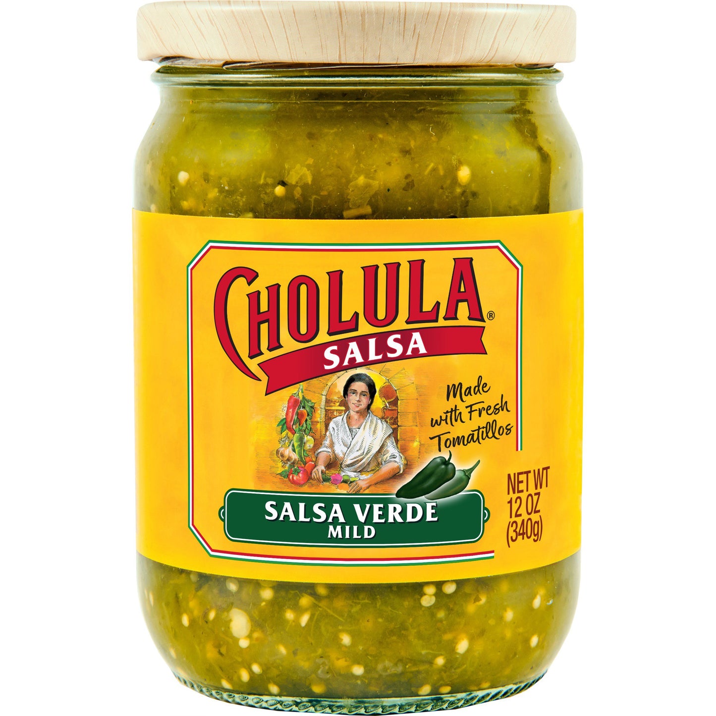 Cholula Salsa Verde on white background