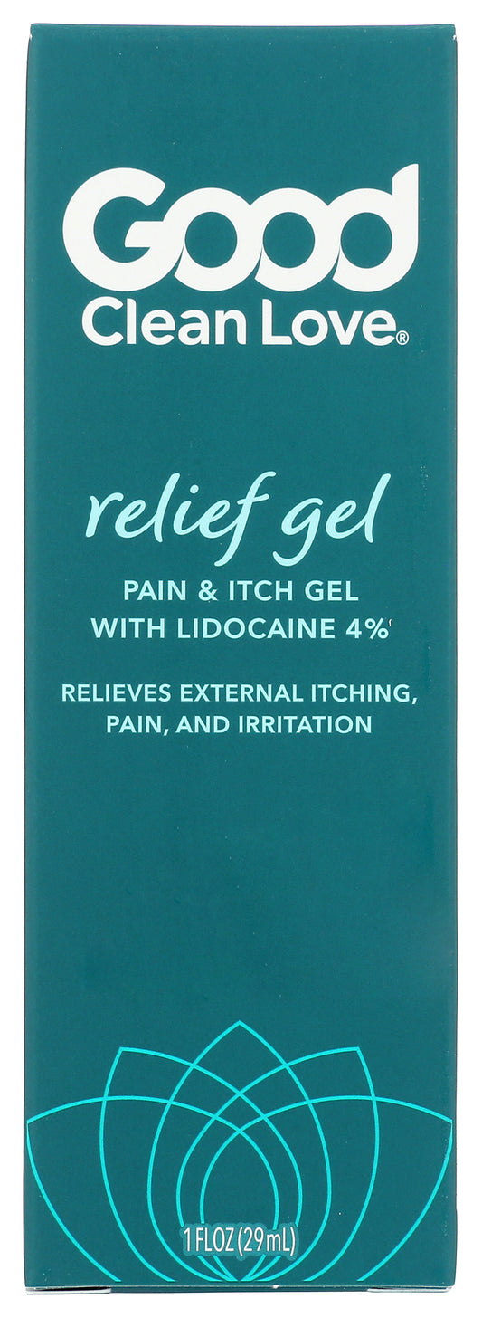 Good Clean Love Relief Gel on white background