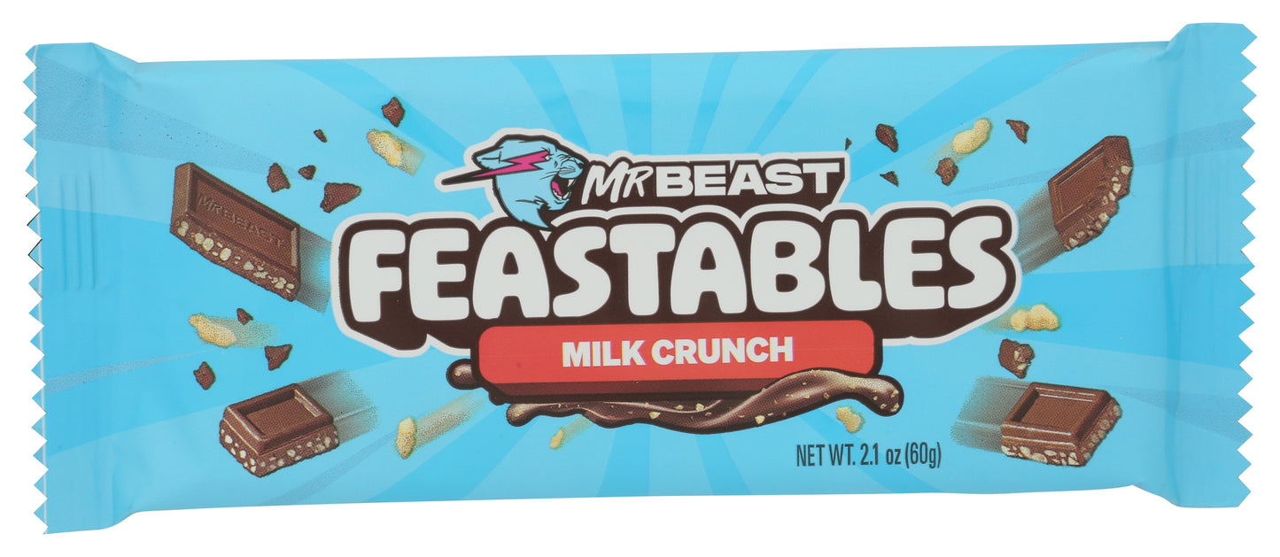 Feastables Milk Crunch Chocolate Bar on white background
