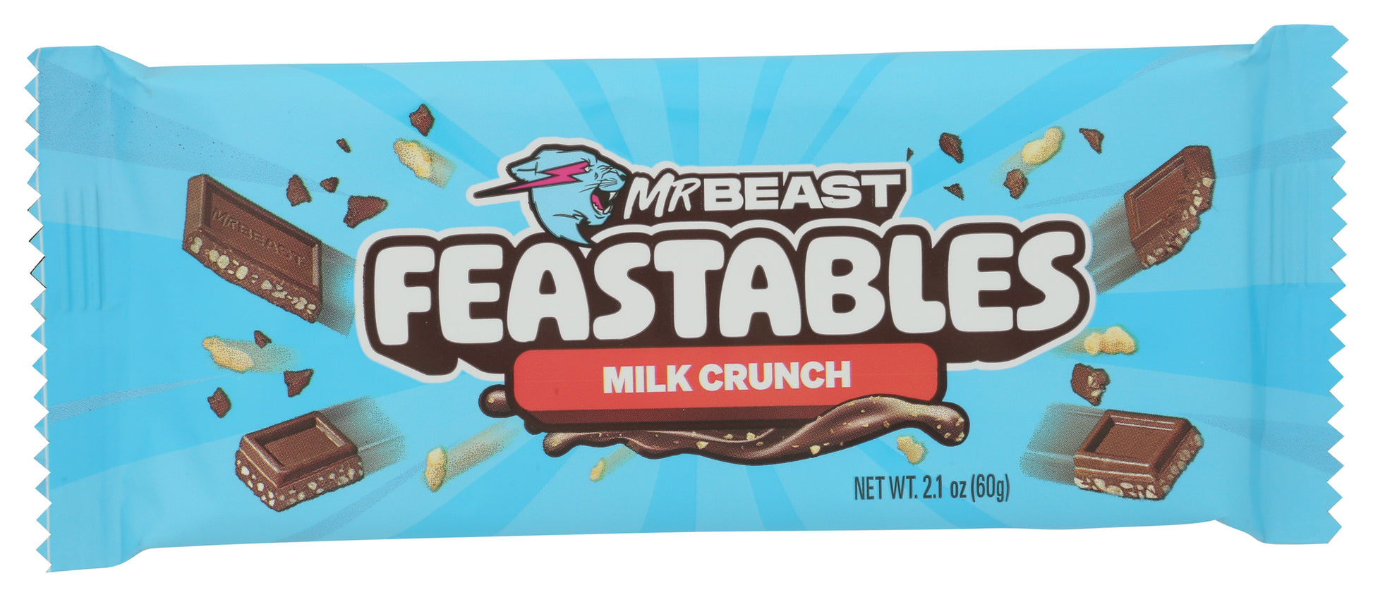 Feastables Milk Crunch Chocolate Bar on white background