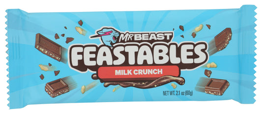 Feastables Milk Crunch Chocolate Bar on white background