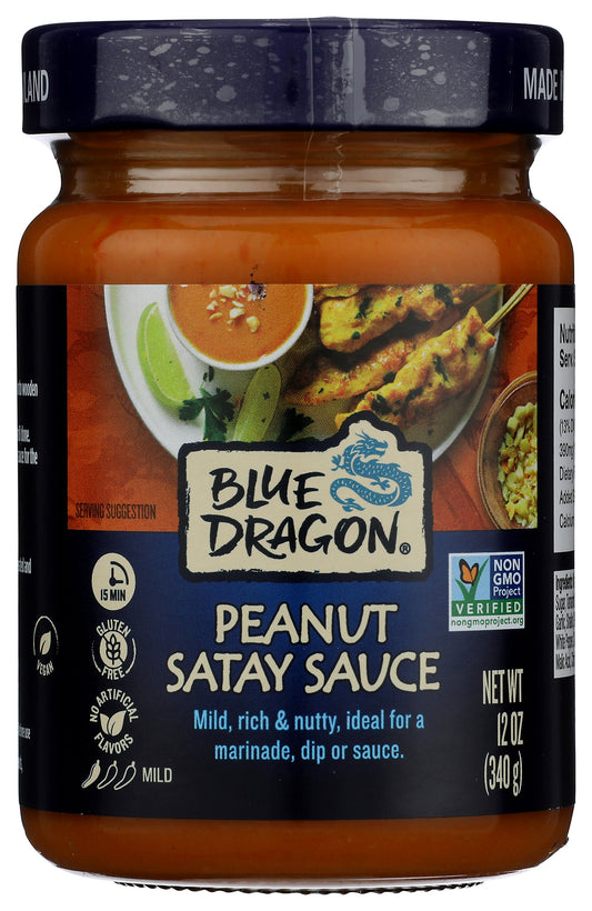 Blue Dragon Peanut Satay Sauce on white background