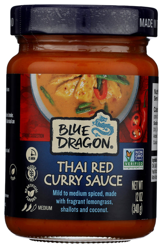 Blue Dragon Thai Red Curry Sauce on white background