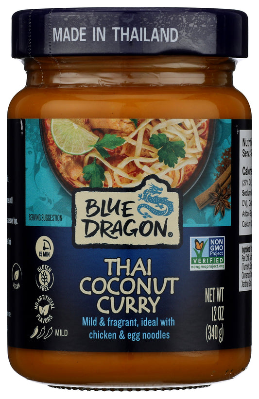 Blue Dragon Thai Coconut Curry Sauce on white background
