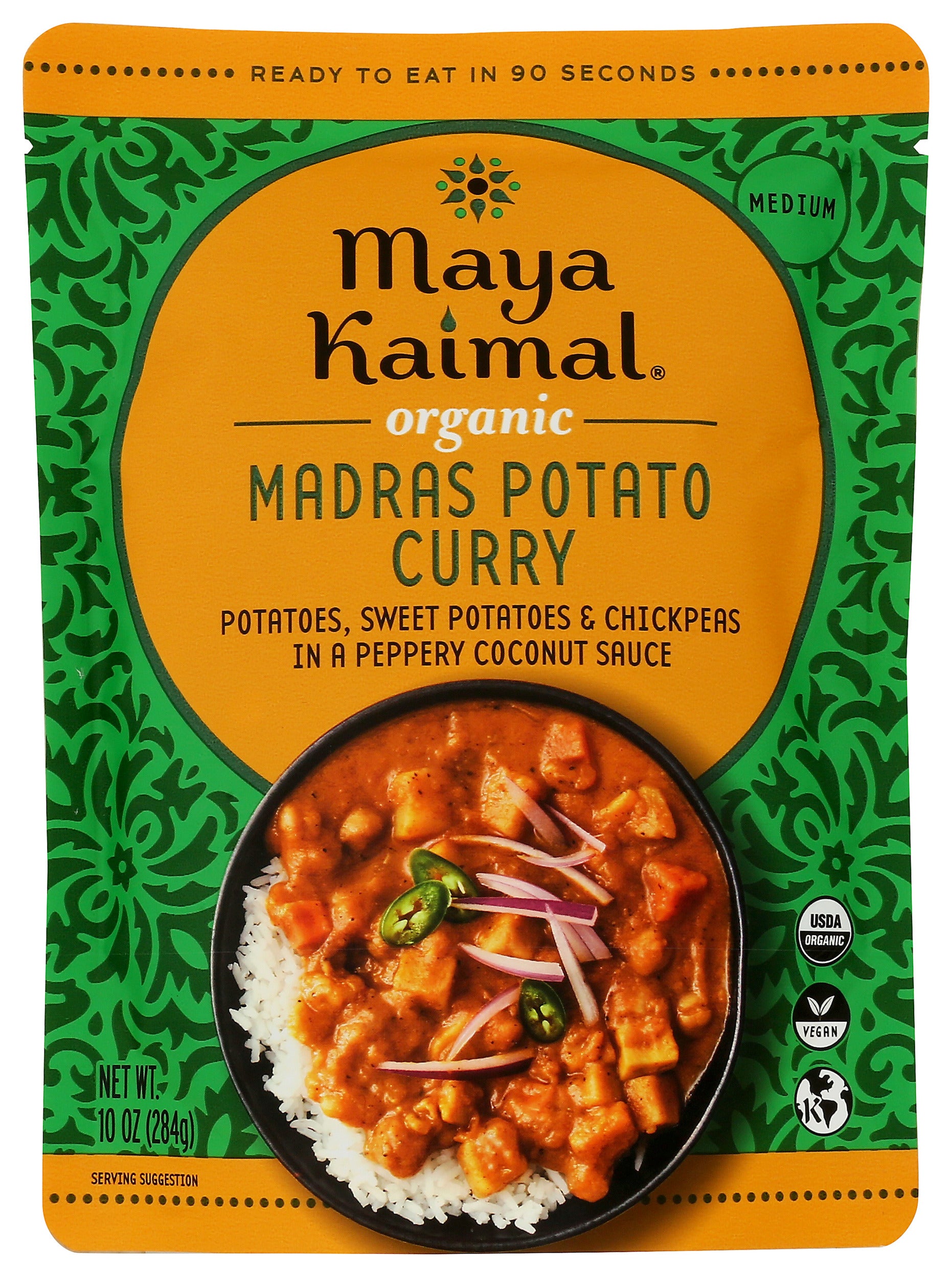 Maya Kaimal Foods Madras Potato Curry on white background