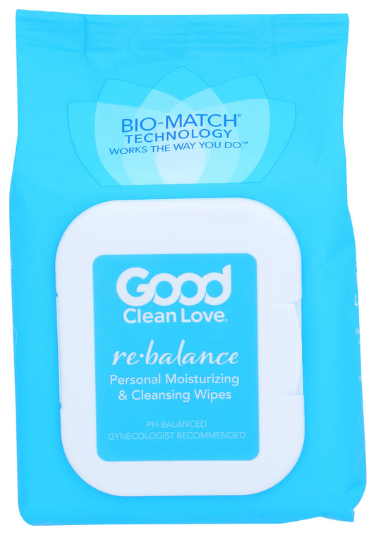 Good Clean Love cleansing wipes on white background