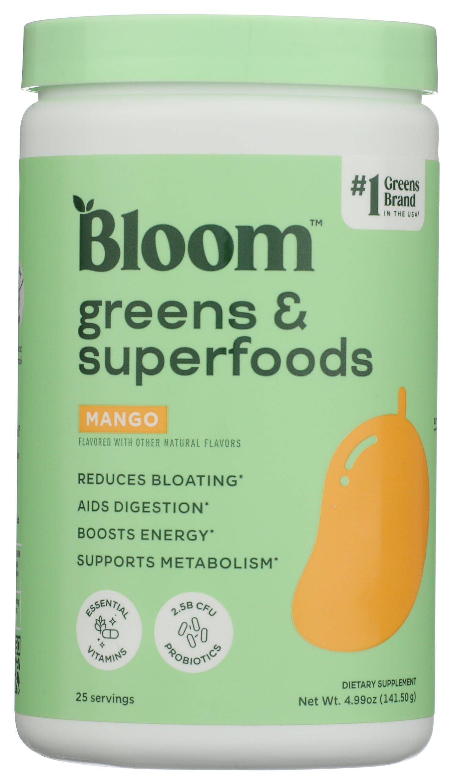 Bloom Nu Mango Greens & Superfoods on white background