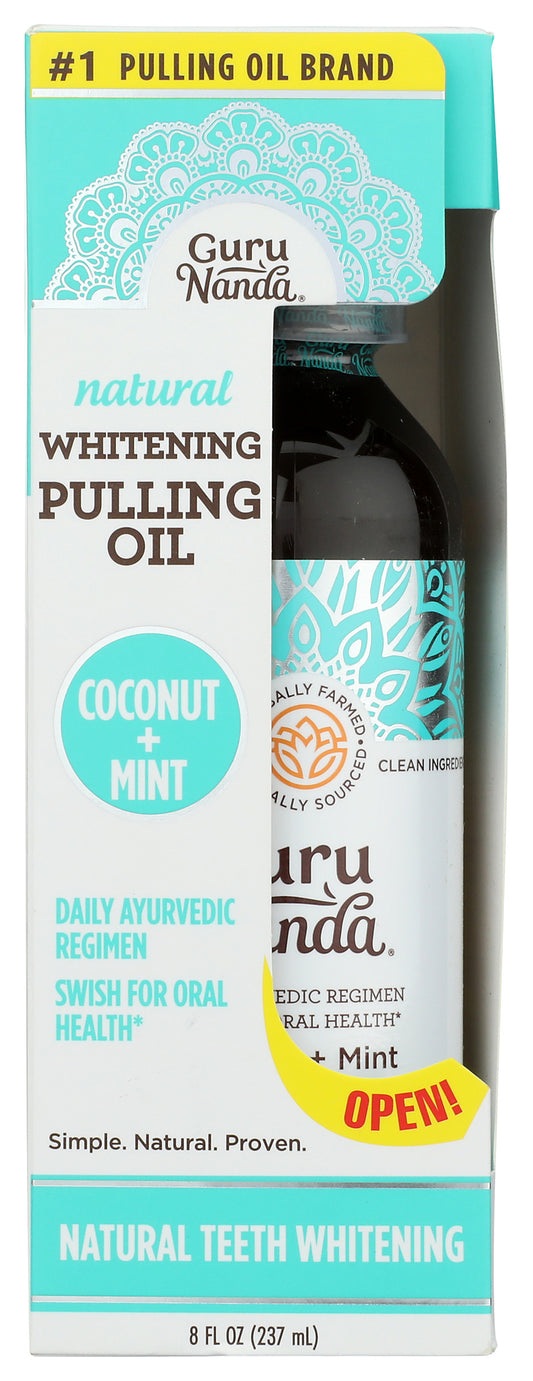 Gurunanda Coconut Mint Oil Pulling Rinse on white background