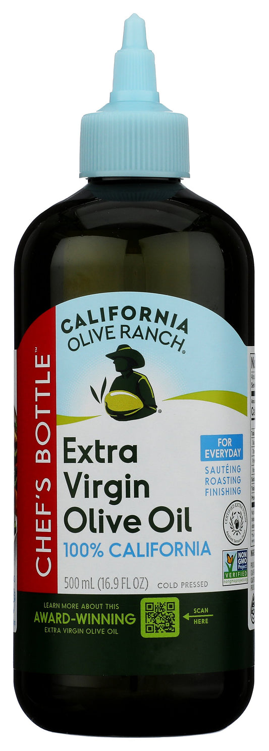 California Olive Ranch olive oil bottle on white background