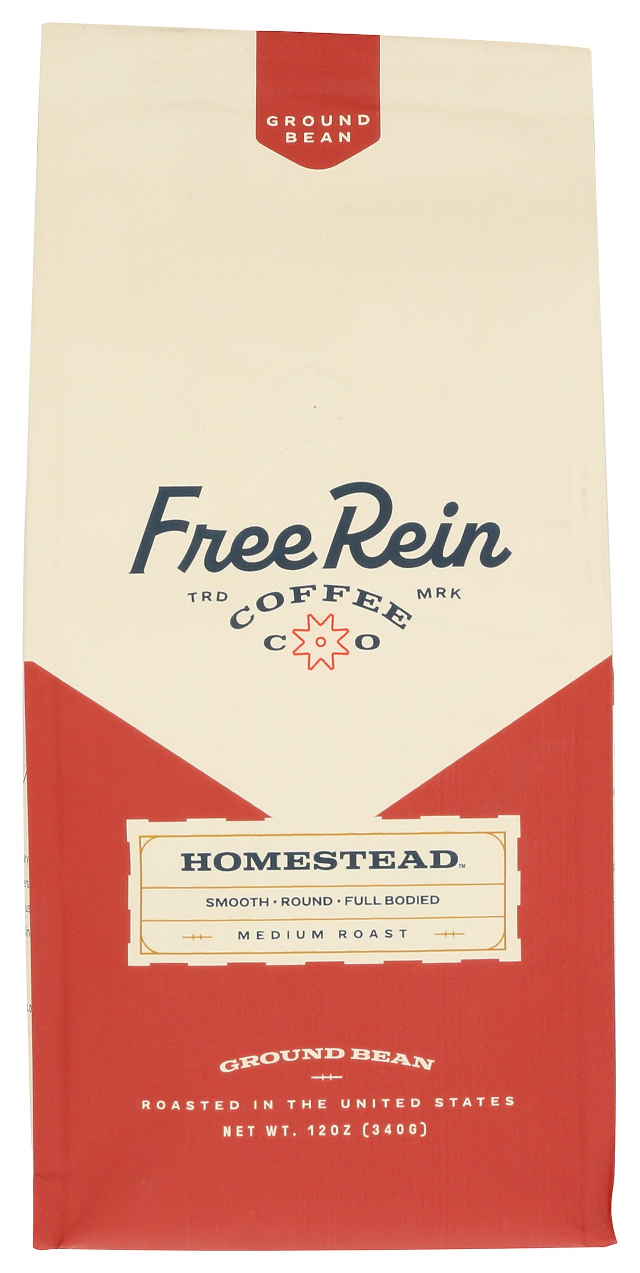 Free Rein ground coffee bag on white background