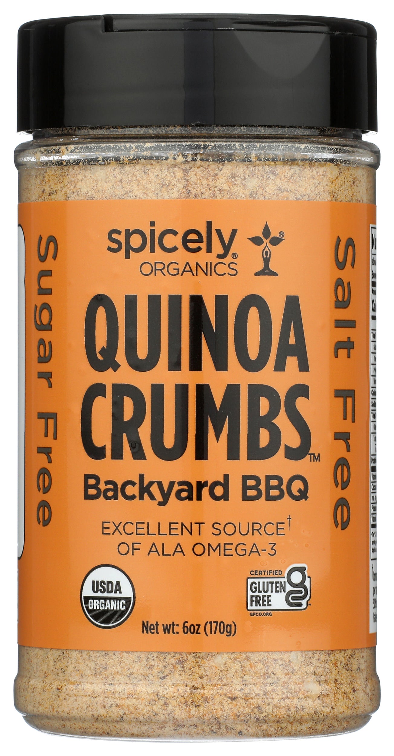 Spicely Organics quinoa crumbs on white background